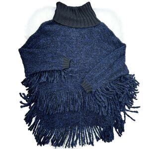 RODEBJER Alpaca Sweater Womens One Size Fringe Oversized Chunky Knit Poncho Peru